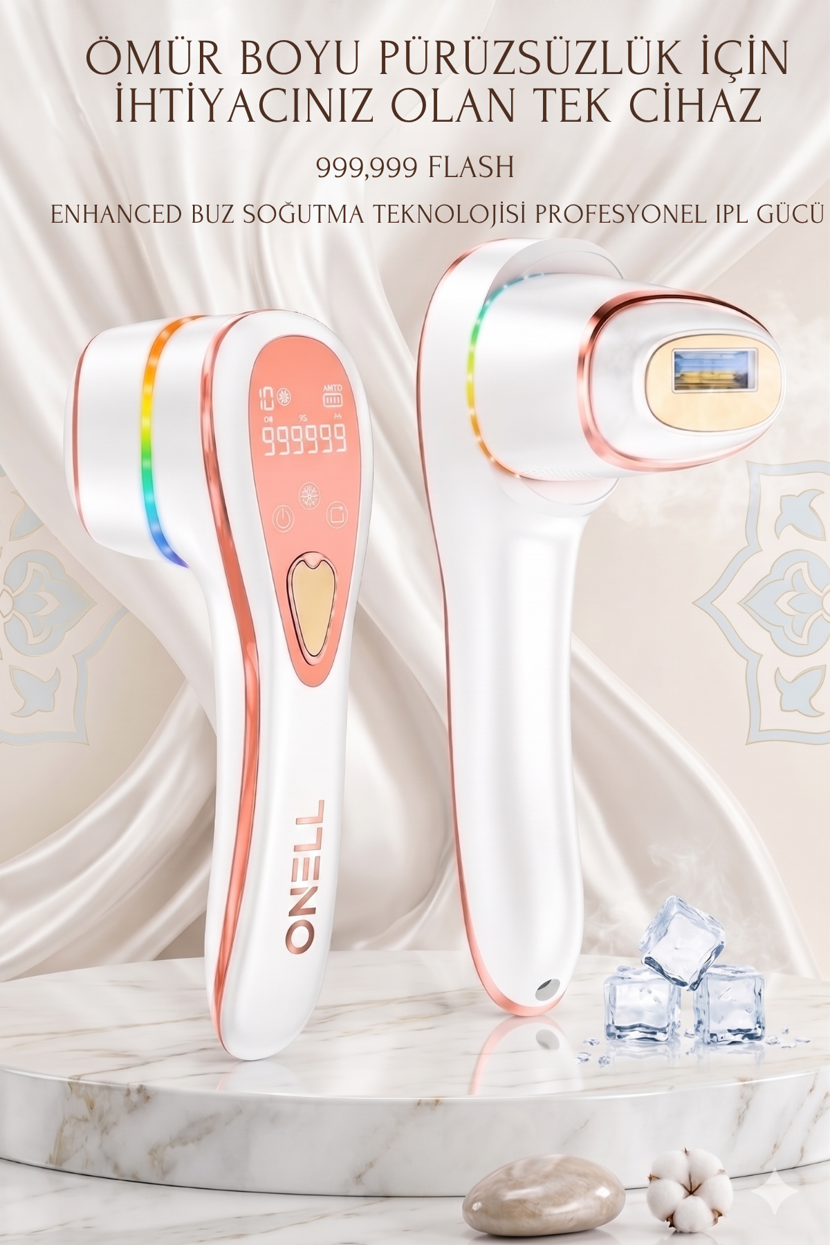 CHICONOM Onell Elora IPL Lazer Epilasyon Cihazı Buz Soğutmalı 10 Seviye Kablosuz Ev Tipi