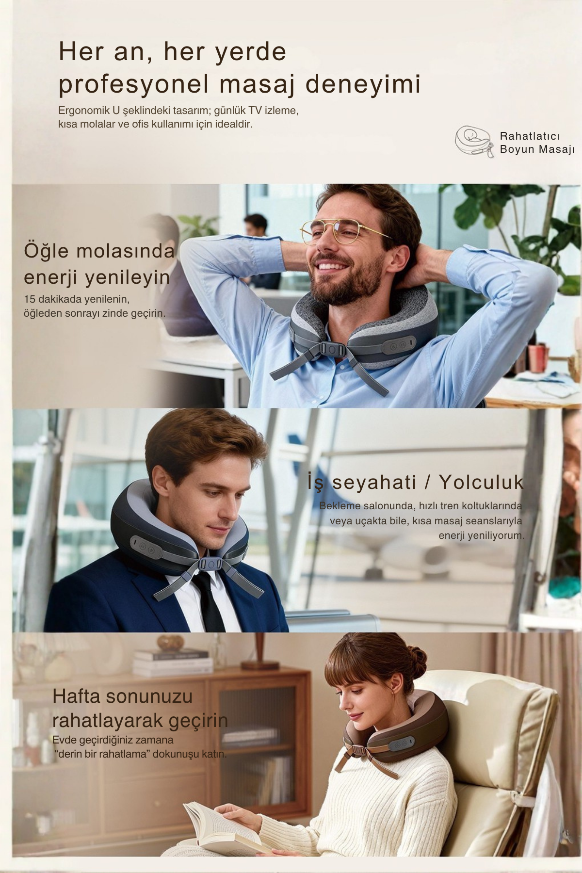 CHICONOM Q-NECK PRO Şarjlı Ortopedik 360° Destekli Boyun Masaj Yastığı