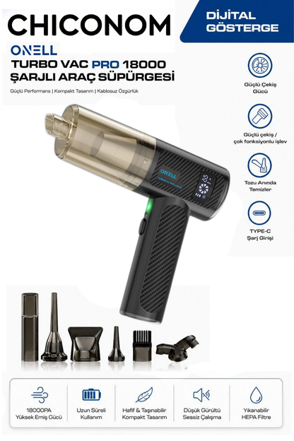 CHICONOM Onell Turbo VAC Pro 18000 Kablosuz Araç İçi Süpürge