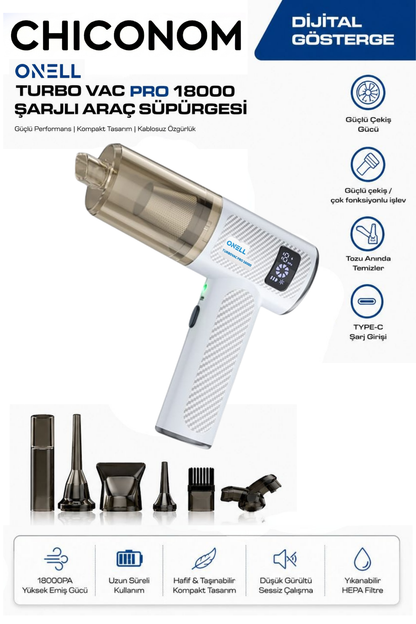 CHICONOM Onell Turbo VAC Pro 18000 Kablosuz Araç İçi Süpürge